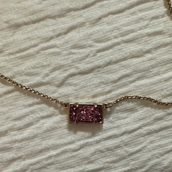 Delicate Pink Crystal Bar Pendant Necklace - Women Jewelry - Picture 2 of 3